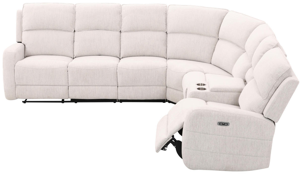 ECKSOFA Weiß Leinenoptik  - Schwarz/Weiß, KONVENTIONELL, Holz/Kunststoff (240/102/265cm) - Livetastic