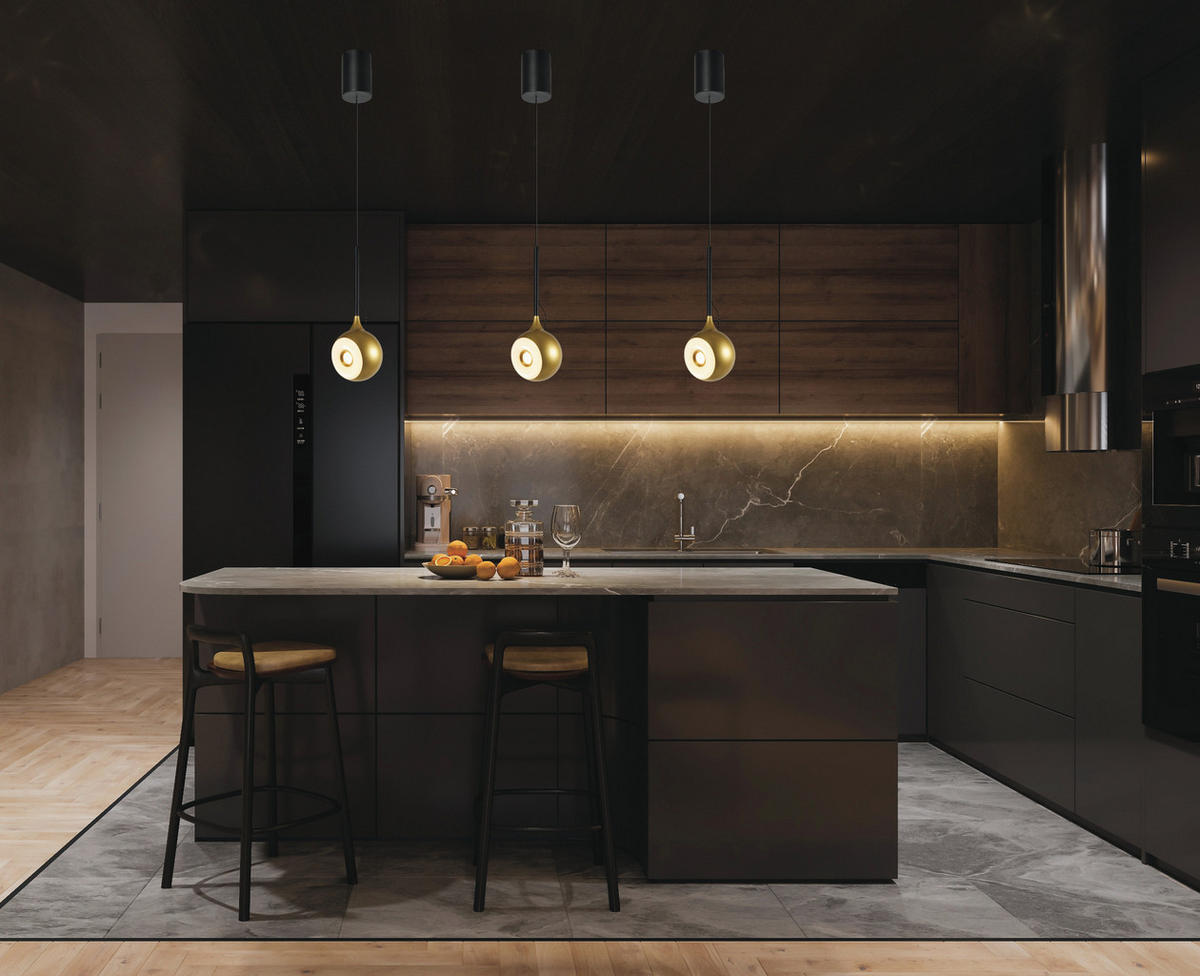 VISEČA LED-SVETILKA  Kingsley /387 lm/3000 K// - zlate barve/črna, Basics, kovina (12,5/120cm)