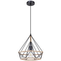 HÄNGELEUCHTE ULLEU 38/150 cm  - Schwarz/Naturfarben, LIFESTYLE, Naturmaterialien/Metall (38/150cm) - Globo