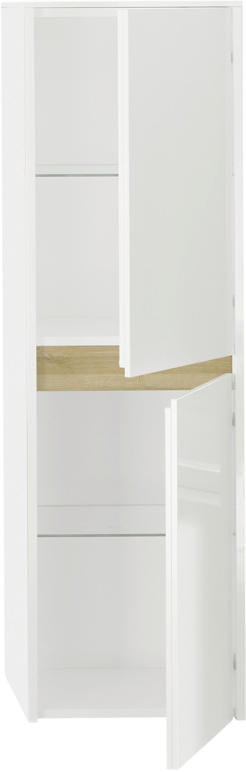 MIDISCHRANK 38,3/127/33 cm  - Eichefarben/Weiß, Design, Glas/Holzwerkstoff (38,3/127/33cm) - Musterring