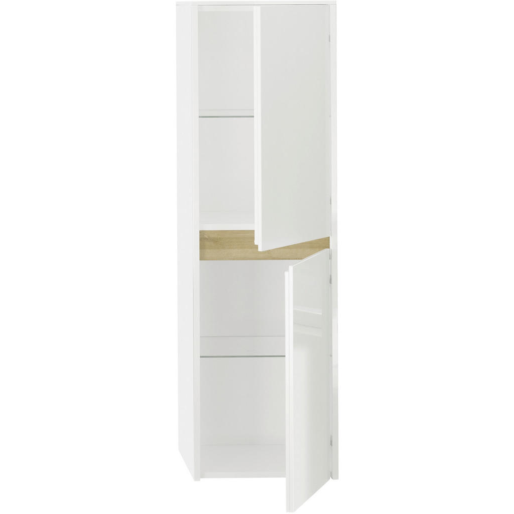 Thumbnail - Musterring Midischrank, Weiß, Eiche, Glas, 2 Fächer, 38.3x127x33 cm, Made in Germany, individuell planbar, Badezimmer, B...
