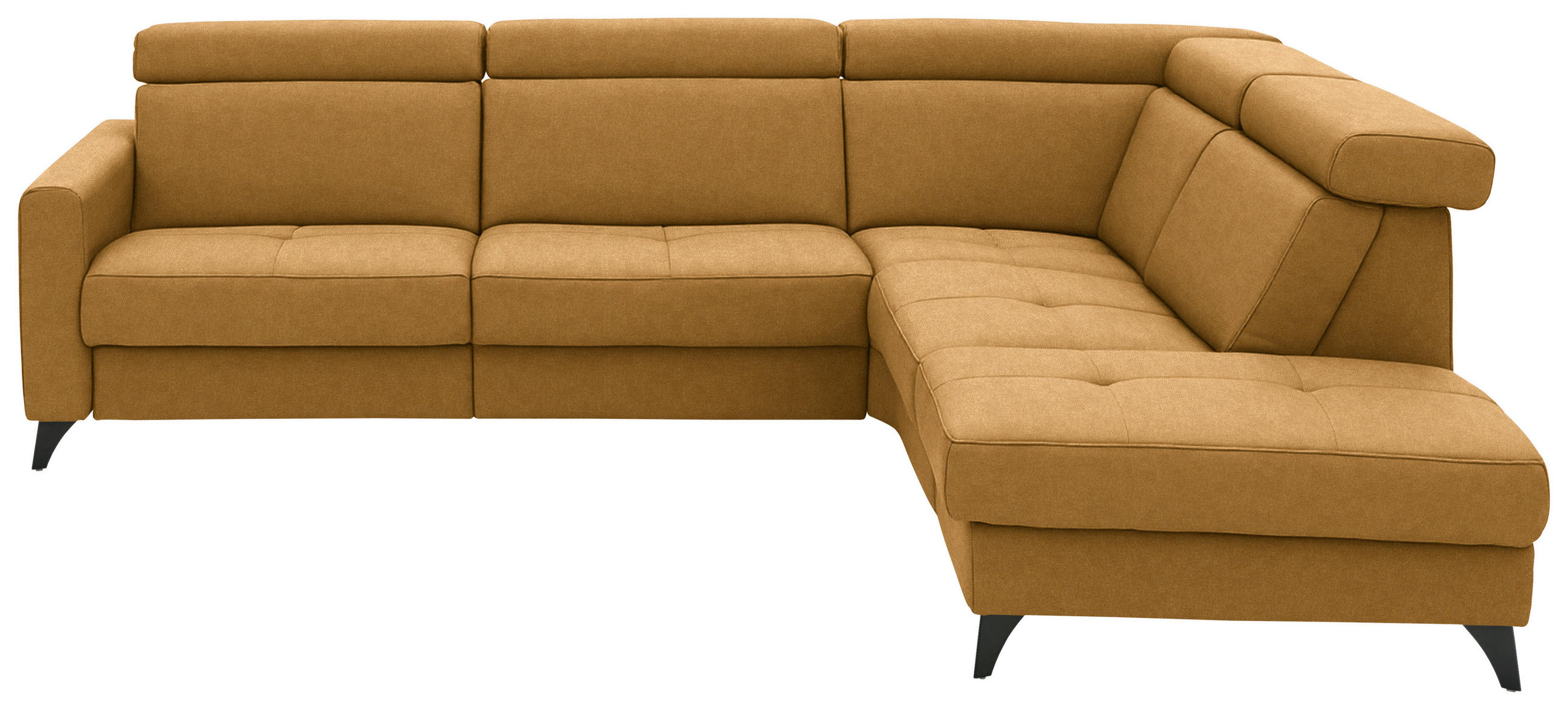 ECKSOFA Flachgewebe Currygelb  - Currygelb/Schwarz, Konventionell, Textil/Metall (276/214cm) - Beldomo System