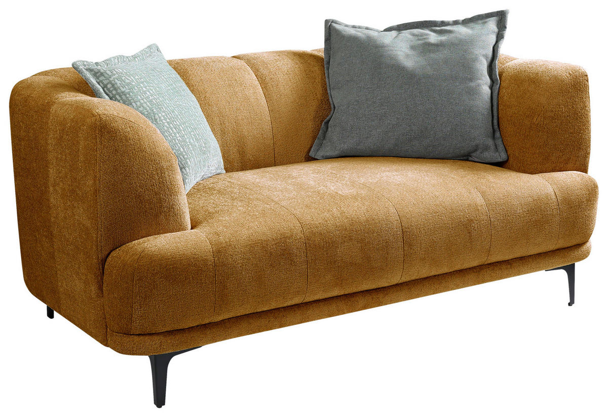 2-SITZER-SOFA in Flachgewebe Goldfarben  - Goldfarben/Schwarz, Design, Textil/Metall (166/77/106cm) - MID.YOU