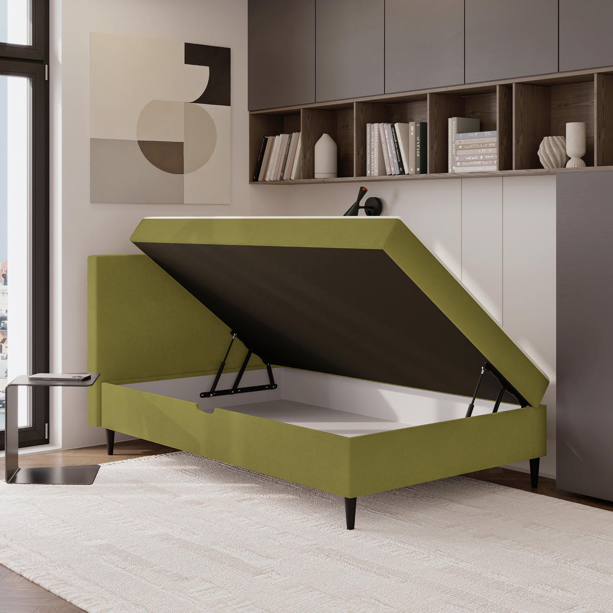 BOXBETT 120/200 cm  in Grün  - Schwarz/Grün, KONVENTIONELL, Textil (120/200cm) - P & B