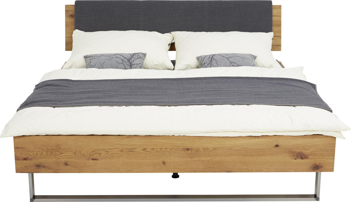BETT 180/200 cm  in Eichefarben   - Dunkelgrau/Eichefarben, Natur, Holz/Metall (180/200cm) - Hasena