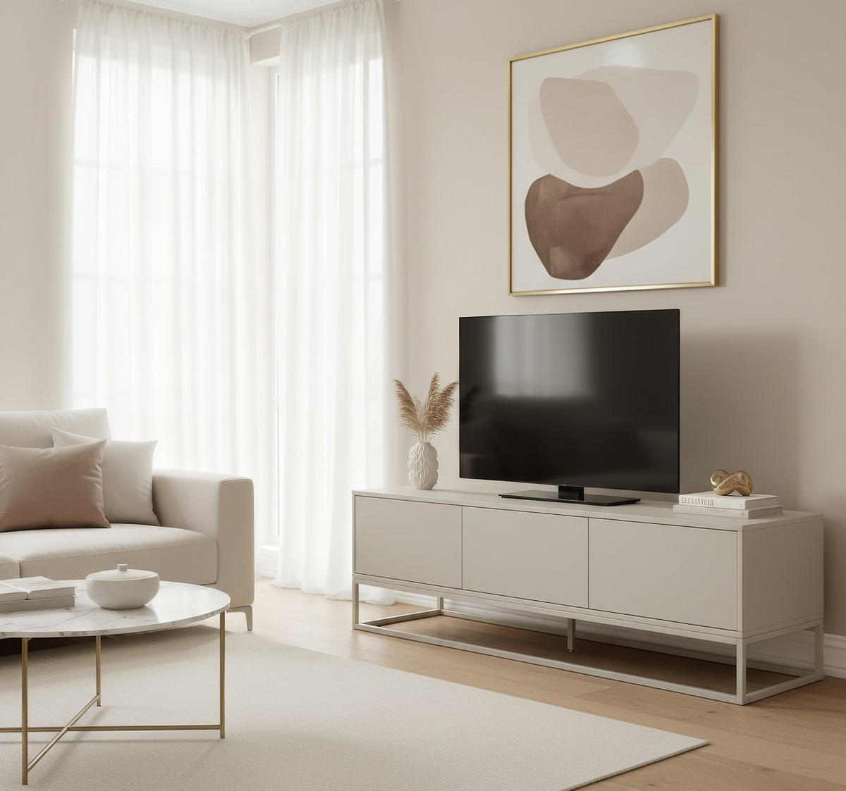 SIDEBOARD  in 180/52/40 cm  - Kaschmir/Weiß, Design, Holzwerkstoff/Metall (180/52/40cm) - MID.YOU