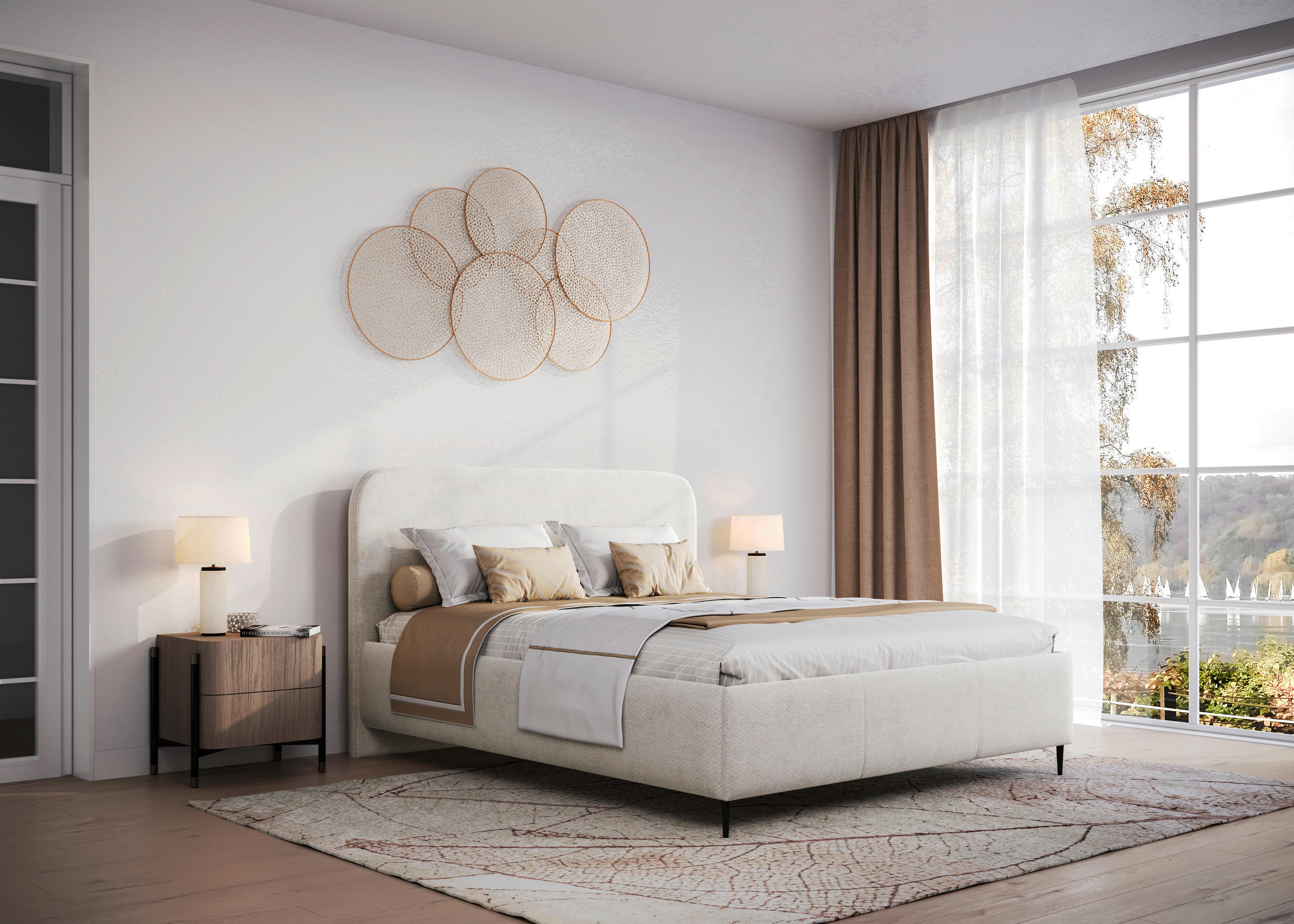 POLSTERBETT 140/200 cm,  in Weiß, gepolstertes Kopfteil, Lattenrost, Bettkasten,  - Schwarz/Weiß, MODERN, Holz/Textil (140/200cm) - MID.YOU