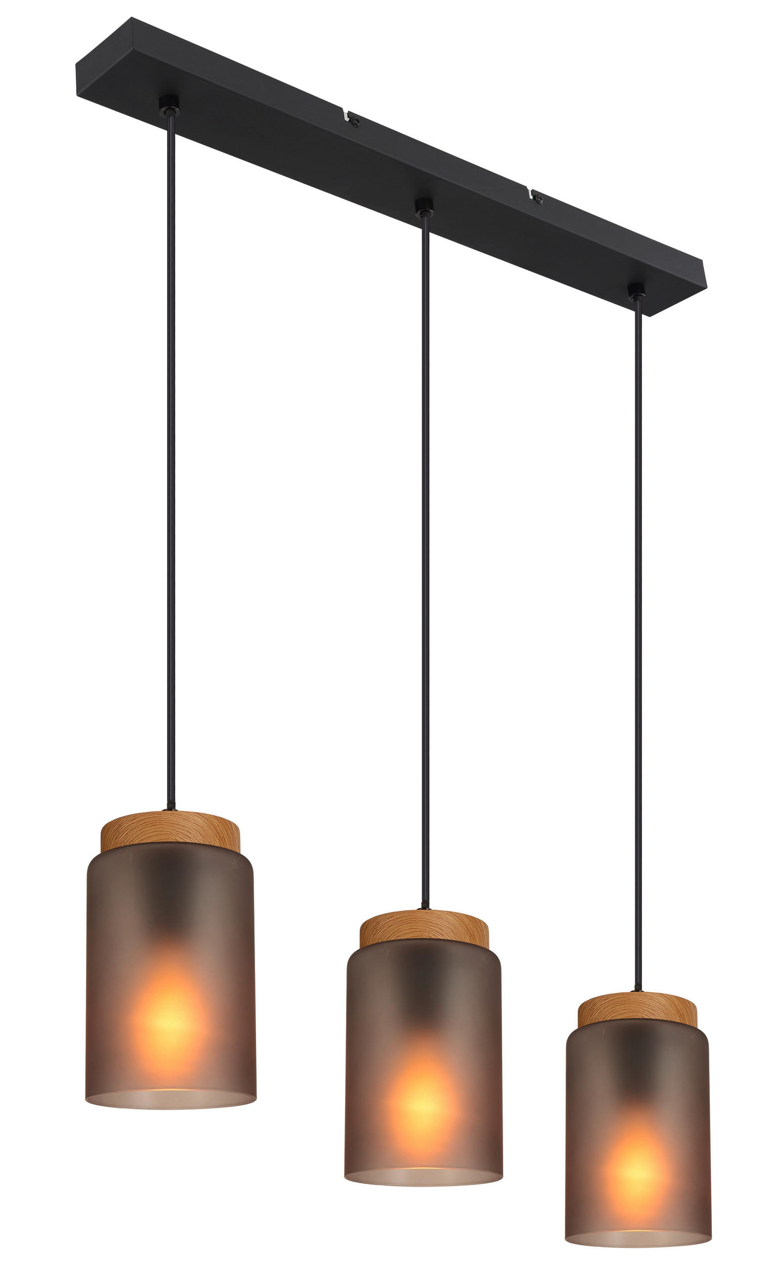 HÄNGELEUCHTE 67/12/120 cm    - Schwarz/Grau, Trend, Glas/Metall (67/12/120cm) - Novel
