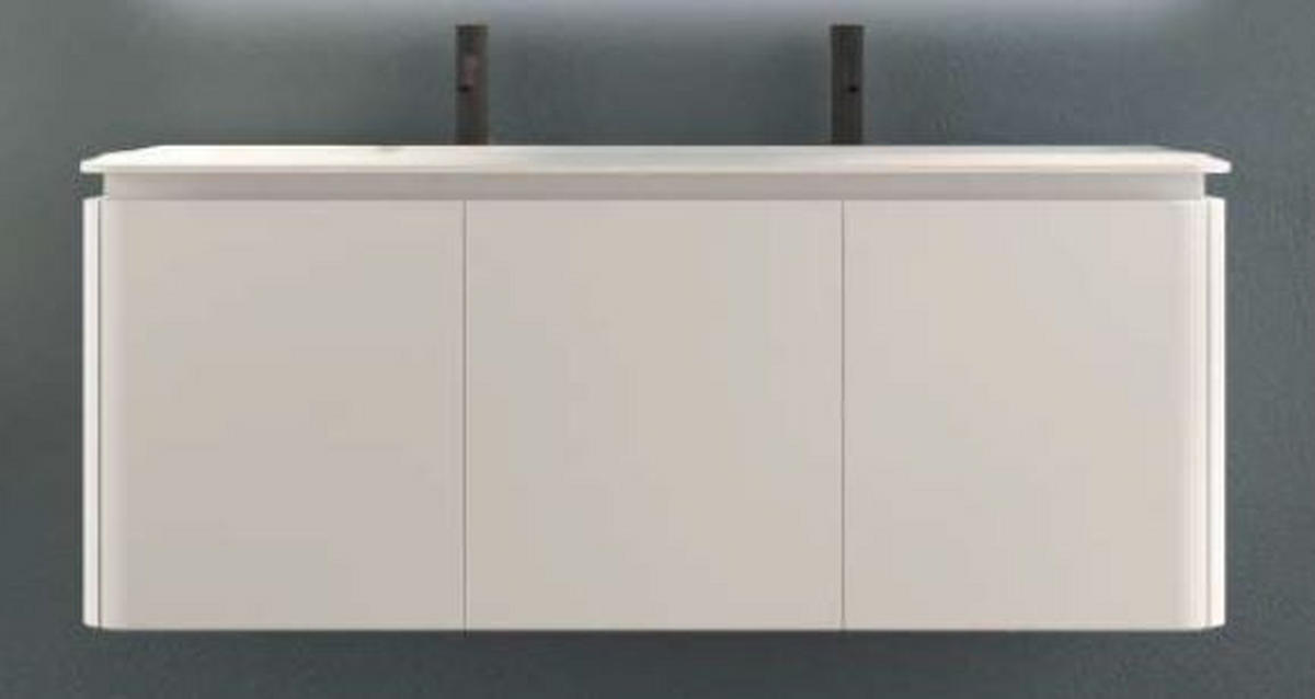 BAZĂ CU LAVOAR 141/57/49 cm  - alb/negru, Design, plastic/material pe bază de lemn (141/57/49cm) - Welnova