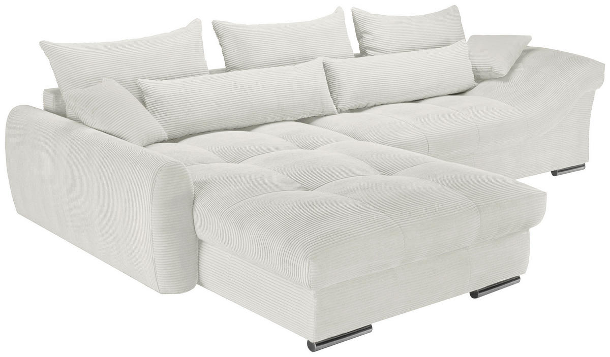ECKSOFA Creme Cord  - Chromfarben/Creme, KONVENTIONELL, Textil/Metall (225/335cm) - Carryhome