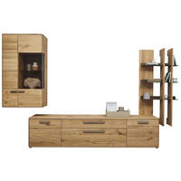 WOHNWAND  in Bronzefarben, Wildeiche  340,1/214/45,2 cm  - Wildeiche/Schwarz, Natur, Glas/Holz (340,1/214/45,2cm) - Valnatura