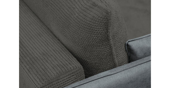 SCHLAFSOFA  mit Liegefunktion, Rücken echt Cord, Flachgewebe Grau  - Schwarz/Grau, KONVENTIONELL, Textil/Metall (223/72/100cm) - Carryhome