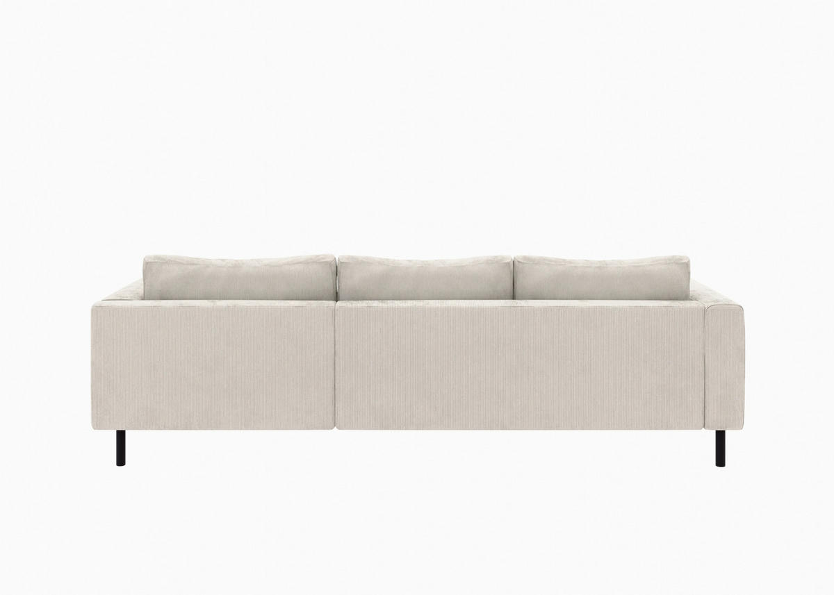 ECKSCHLAFSOFA  mit Rücken echt, Armteil links, Armteil rechts Cord Creme  - Creme/Schwarz, MODERN, Textil/Metall (232/161cm) - Trendmanufaktur