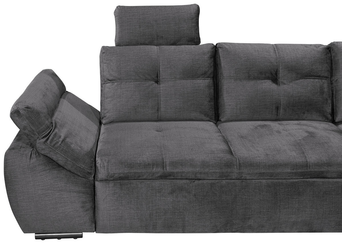 ECKSOFA in Mikrovelours Grau  - Schwarz/Grau, Konventionell, Kunststoff/Textil (265/217cm) - Carryhome