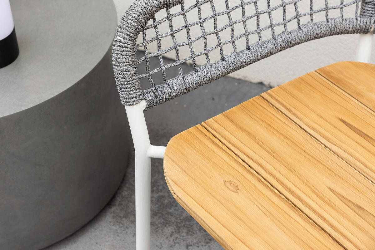 LOUNGEFÅTÖLJ  - vit/grå, Modern, metall/trä (59/88/55cm) - Gardenson