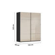 SCHWEBETÜRENSCHRANK 162/223/68 cm 2-türig Schwarz, Champagner  - Champagner/Schwarz, KONVENTIONELL, Glas/Holzwerkstoff (162/223/68cm) - Novel