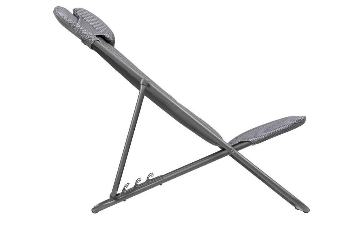 STRANDSTUHL Stahl Silberfarben, Titanfarben  - Silberfarben/Titanfarben, Basics, Textil/Metall (62/77-83/94cm) - Lafuma Mobilier