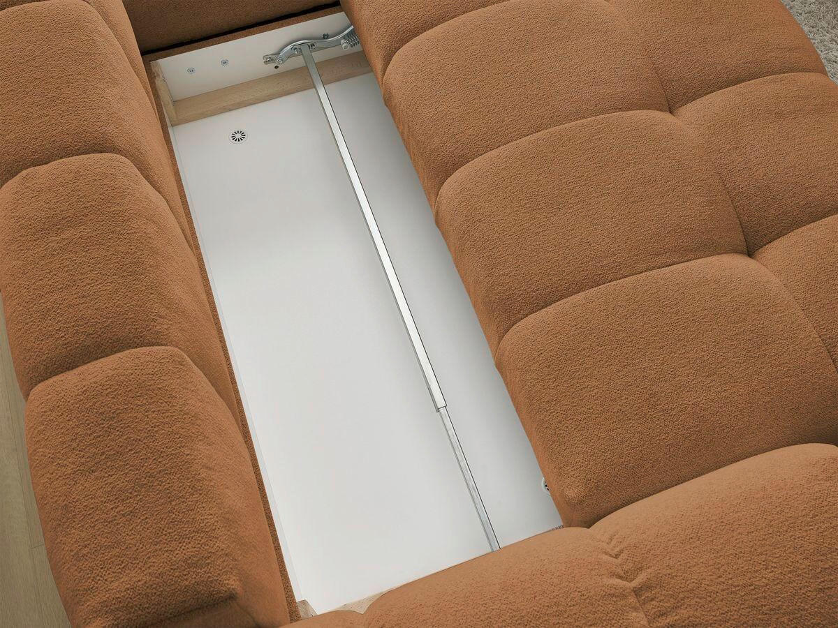 ECKSCHLAFSOFA EVEREST  mit Rücken echt, Armteil links, Armteil rechts Flachgewebe Orange  - Schwarz/Orange, MODERN, Kunststoff/Textil (320/212cm)