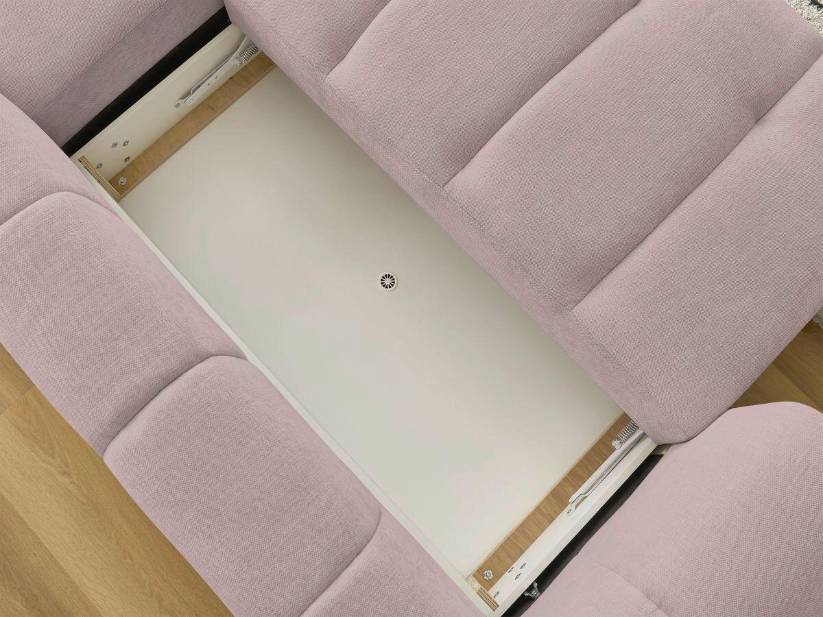 ECKSCHLAFSOFA FUJI Leinenoptik Pink  inkl.  - Pink/Schwarz, MODERN, Kunststoff/Textil (292/160cm)