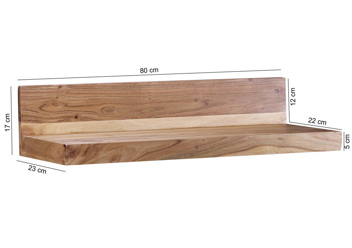STENSKI REGAL 80/17/23 cm barve akacije  - barve akacije, Moderno, les (80/17/23cm) - MID.YOU