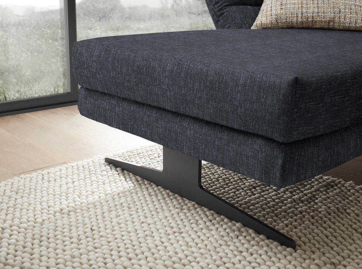 ECKSOFA in Flachgewebe Grau  - Schwarz/Grau, Design, Textil/Metall (176-217/279-327cm) - Dieter Knoll