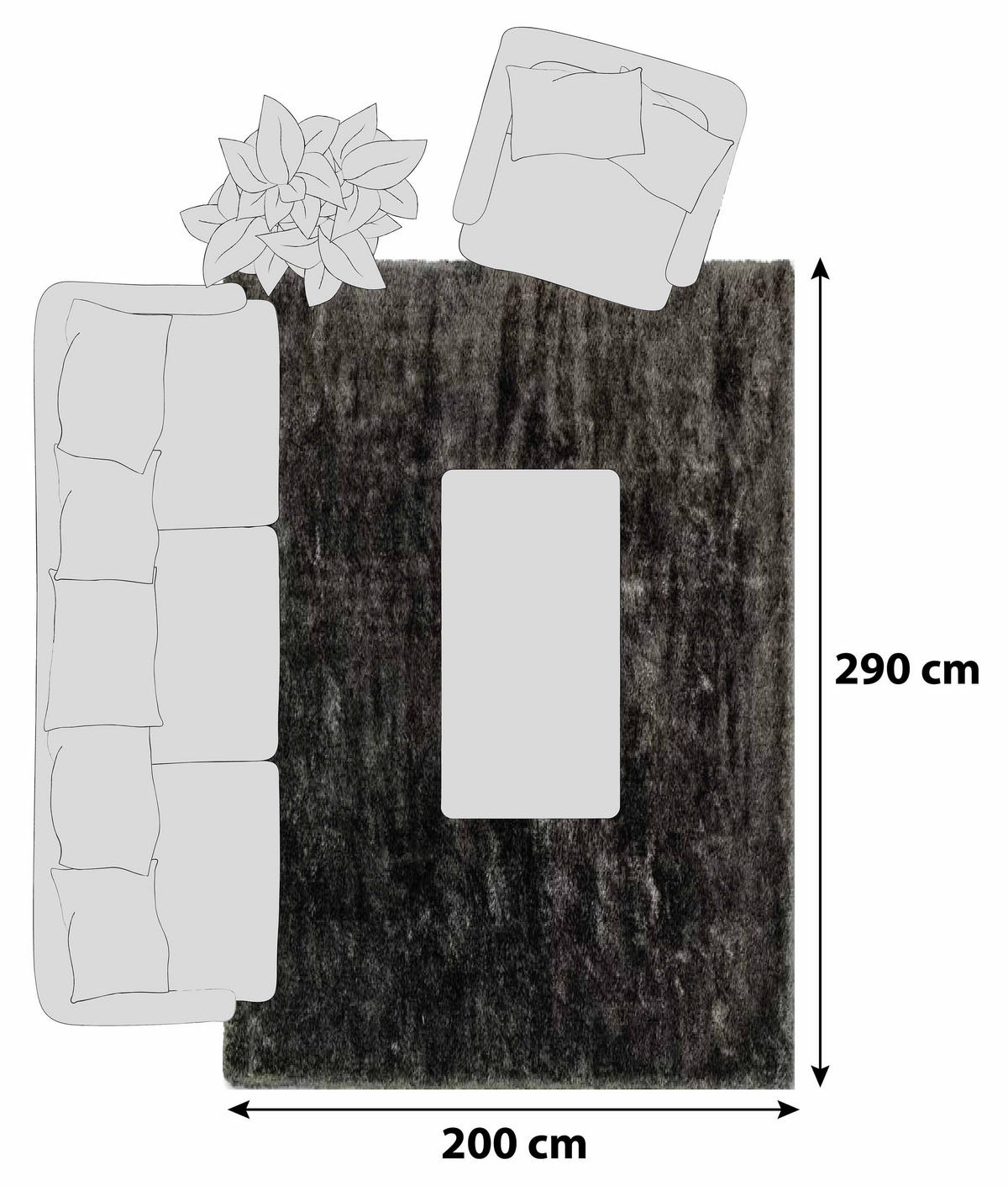 HOCHFLORTEPPICH 200/290 cm Heaven Anthrazit  - Anthrazit, KONVENTIONELL, Textil (200/290cm) - Schöner Wohnen