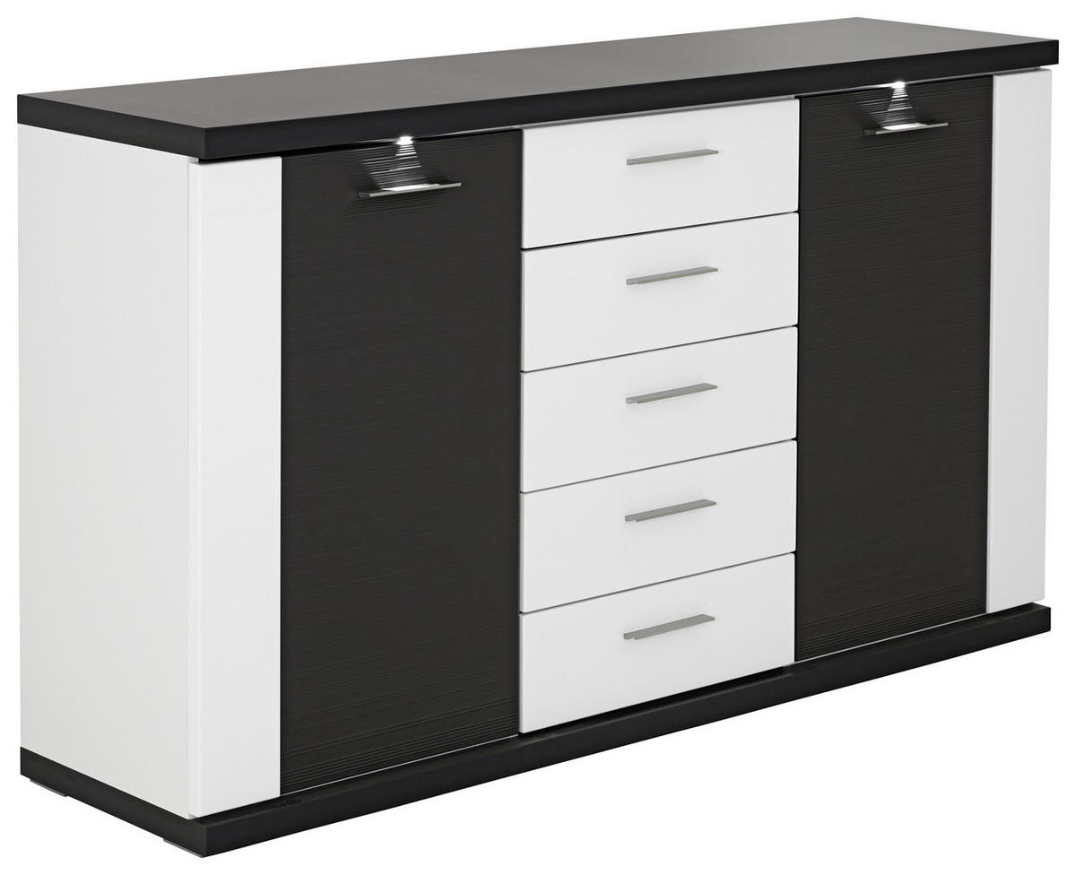 SIDEBOARD Manhattan  in 156/90,4/41 cm  - Silberfarben/Schwarz, Design, Holzwerkstoff/Kunststoff (156/90,4/41cm) - Xora