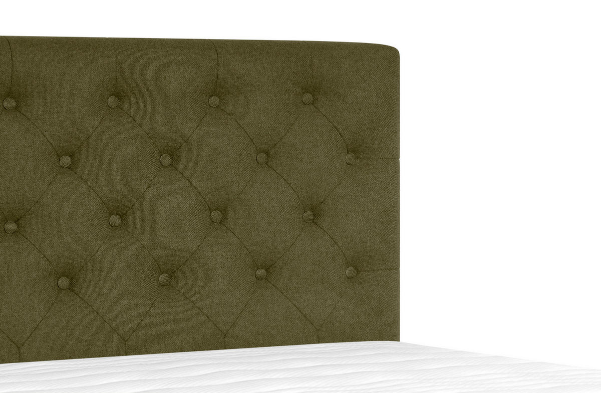 BOXSPRINGBETT 180/200 cm  in Olivgrün  - Silberfarben/Olivgrün, KONVENTIONELL, Textil/Metall (180/200cm) - Welnova