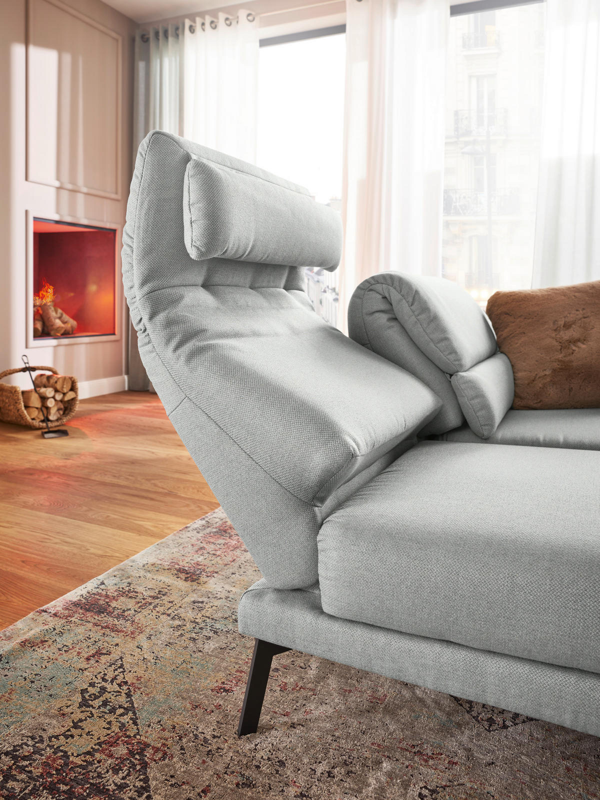 2-SITZER-SOFA Flachgewebe Hellgrau  - Hellgrau/Schwarz, Design, Textil/Metall (178-226/83-113/96-177cm) - Dieter Knoll