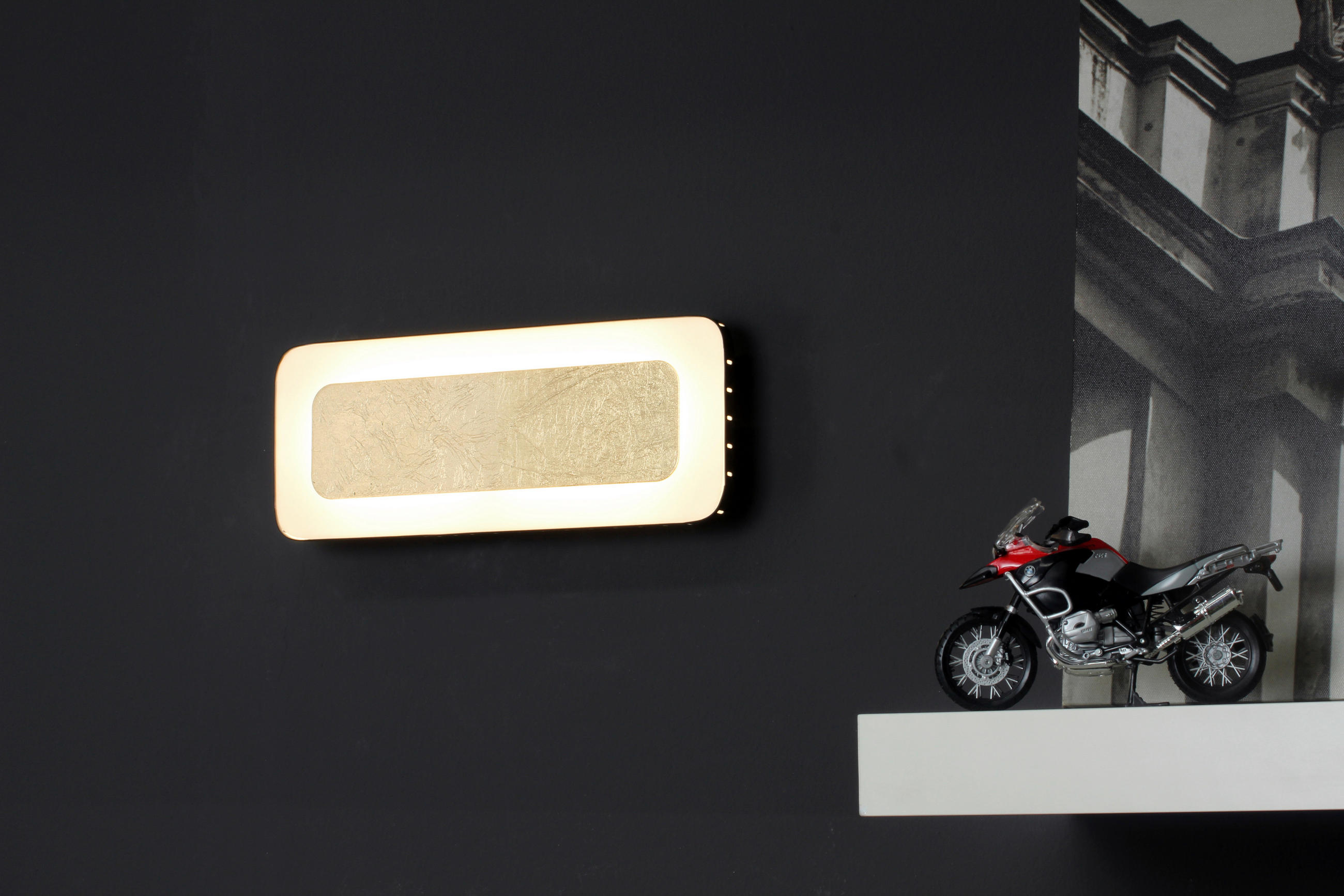 LED-WANDLEUCHTE 30/12/4,5 cm   - Goldfarben/Schwarz, Design, Metall (30/12/4,5cm)
