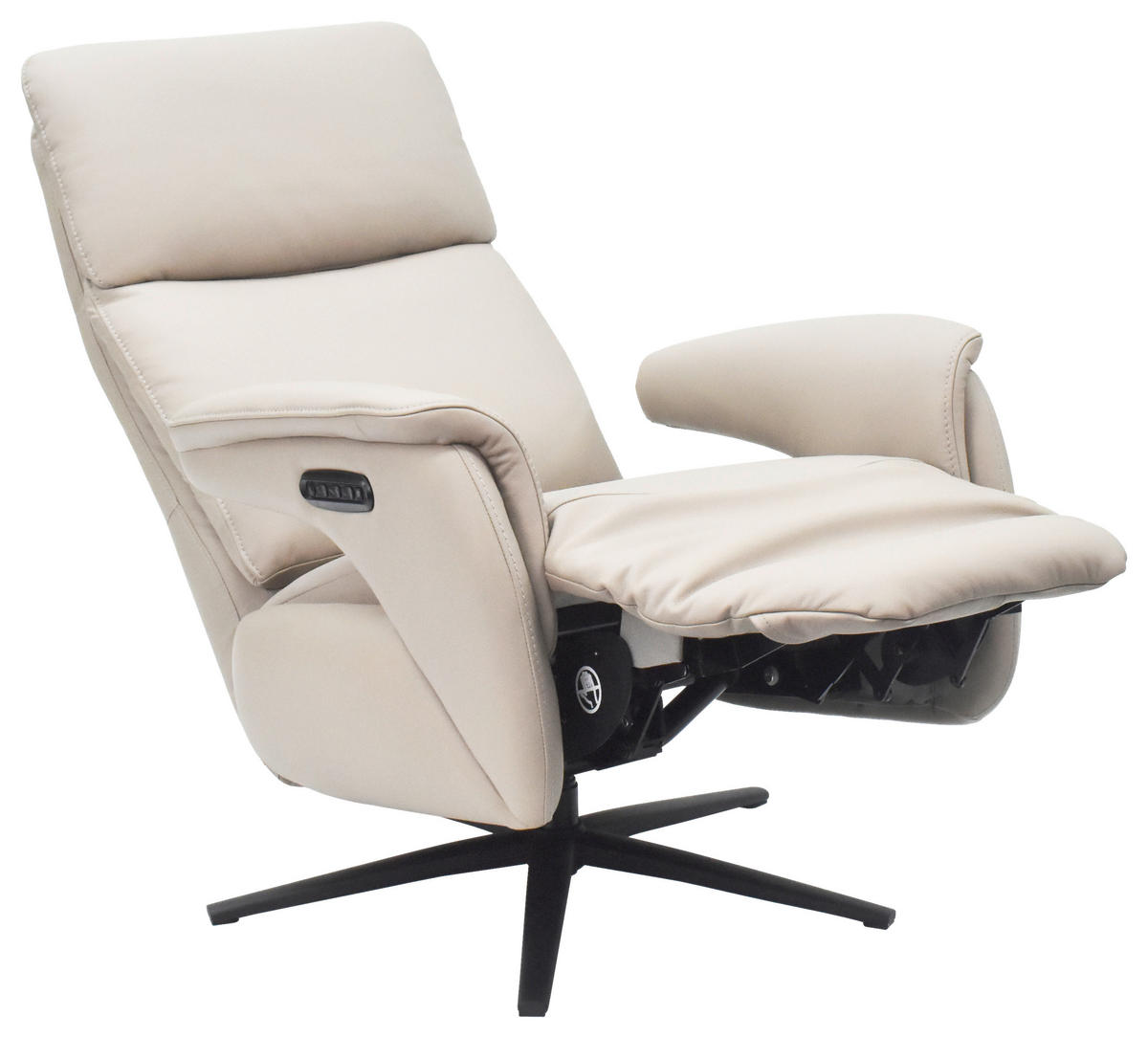 RELAXSESSEL Jessica beschichtet Kombination Echtleder/Lederlook    - Hellgrau/Schwarz, Design, Leder/Textil (74/100/89cm) - Cantus