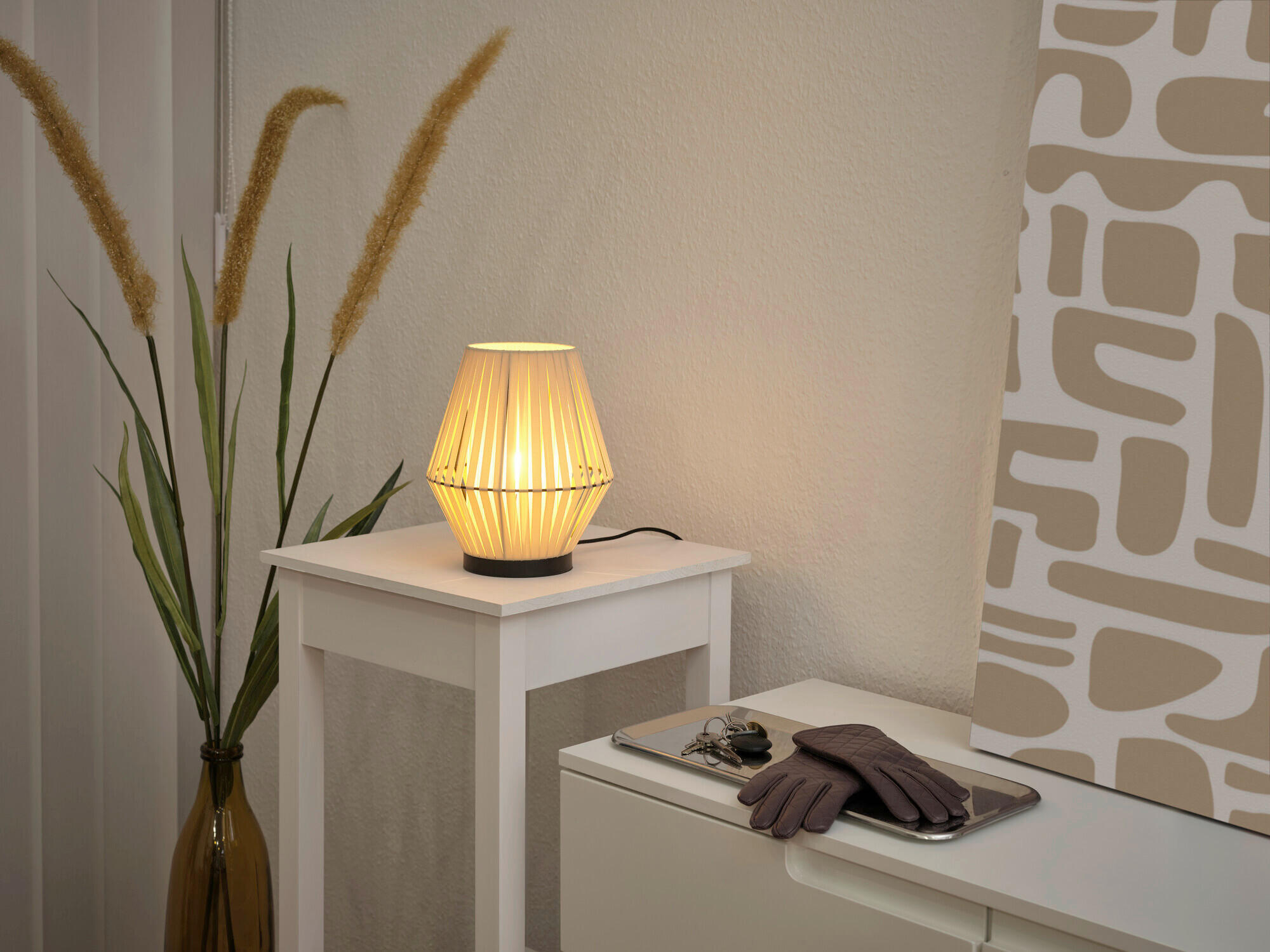 TISCHLEUCHTE 20,5/24,5 cm   - Beige, Basics, Textil/Metall (20,5/24,5cm) - Osram