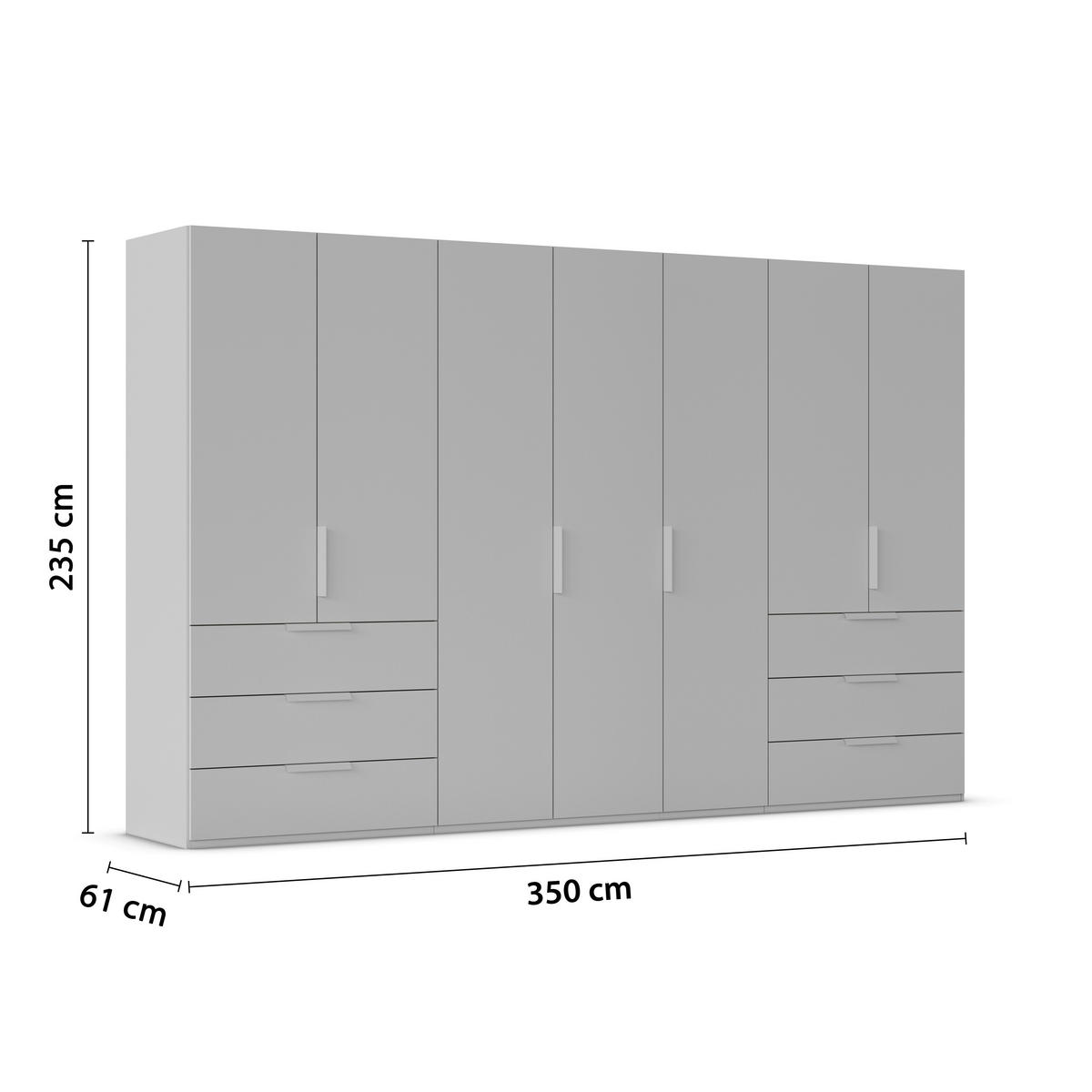 DREHTÜRENSCHRANK 350/235/61 cm,  in Graphitfarben, 7-türig  - Graphitfarben, Basics, Glas/Holzwerkstoff (350/235/61cm) - Novel