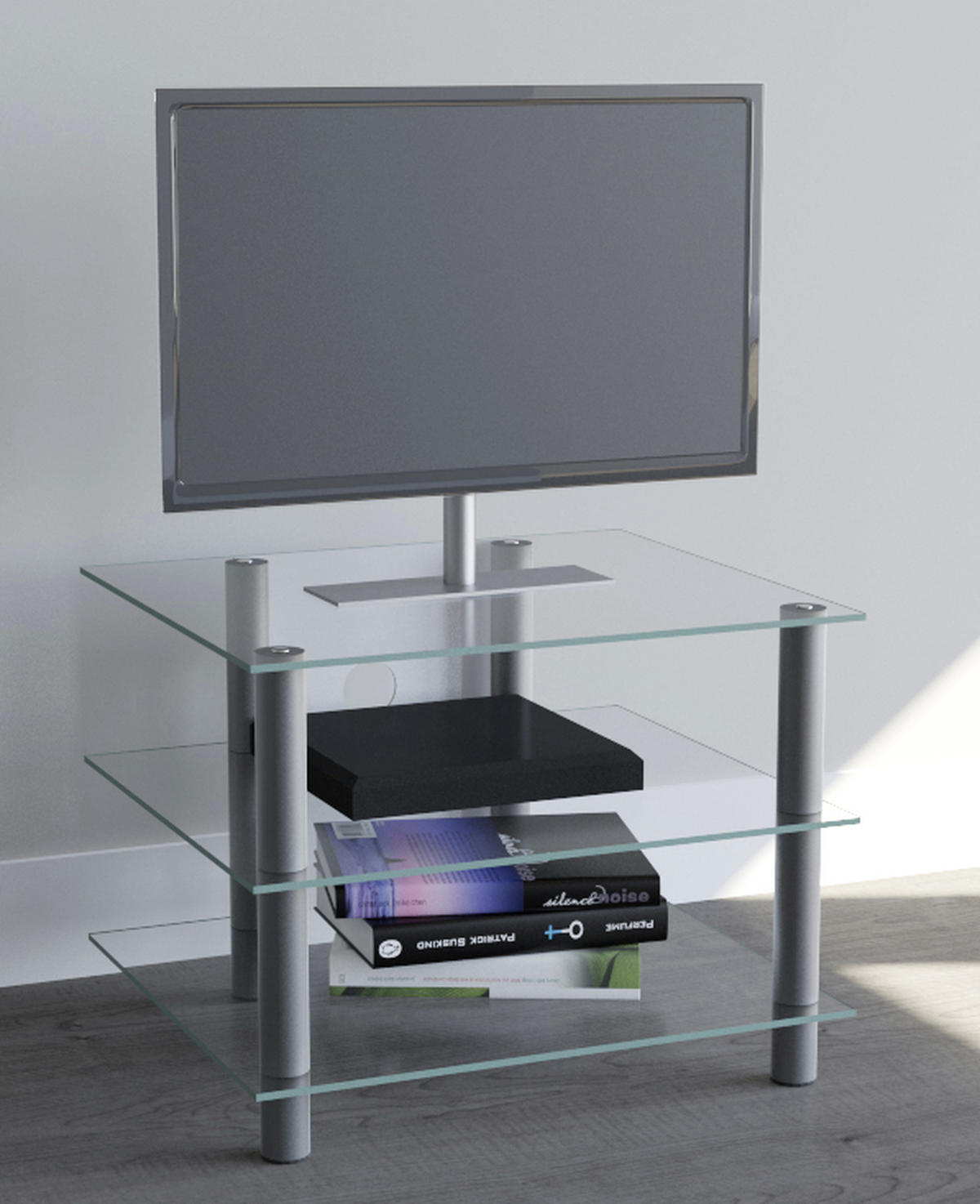 Phonotisch in Klar/Silberfarbe - Klar/Silberfarben, Konventionell, Glas/Metall (60/45/42cm) - MID.YOU