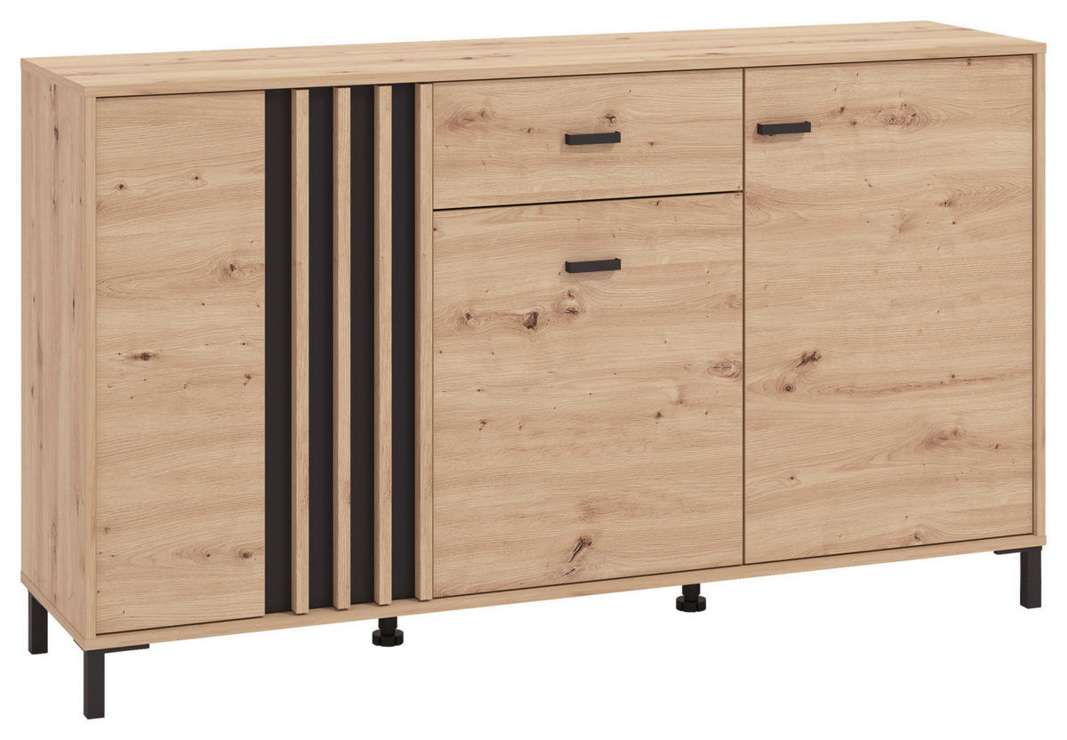 ŠIROKÁ KOMODA, čierna, dub artisan, 157/90/40 cm - čierna/dub artisan, Basics, kompozitné drevo/plast (157/90/40cm) - Hom`in