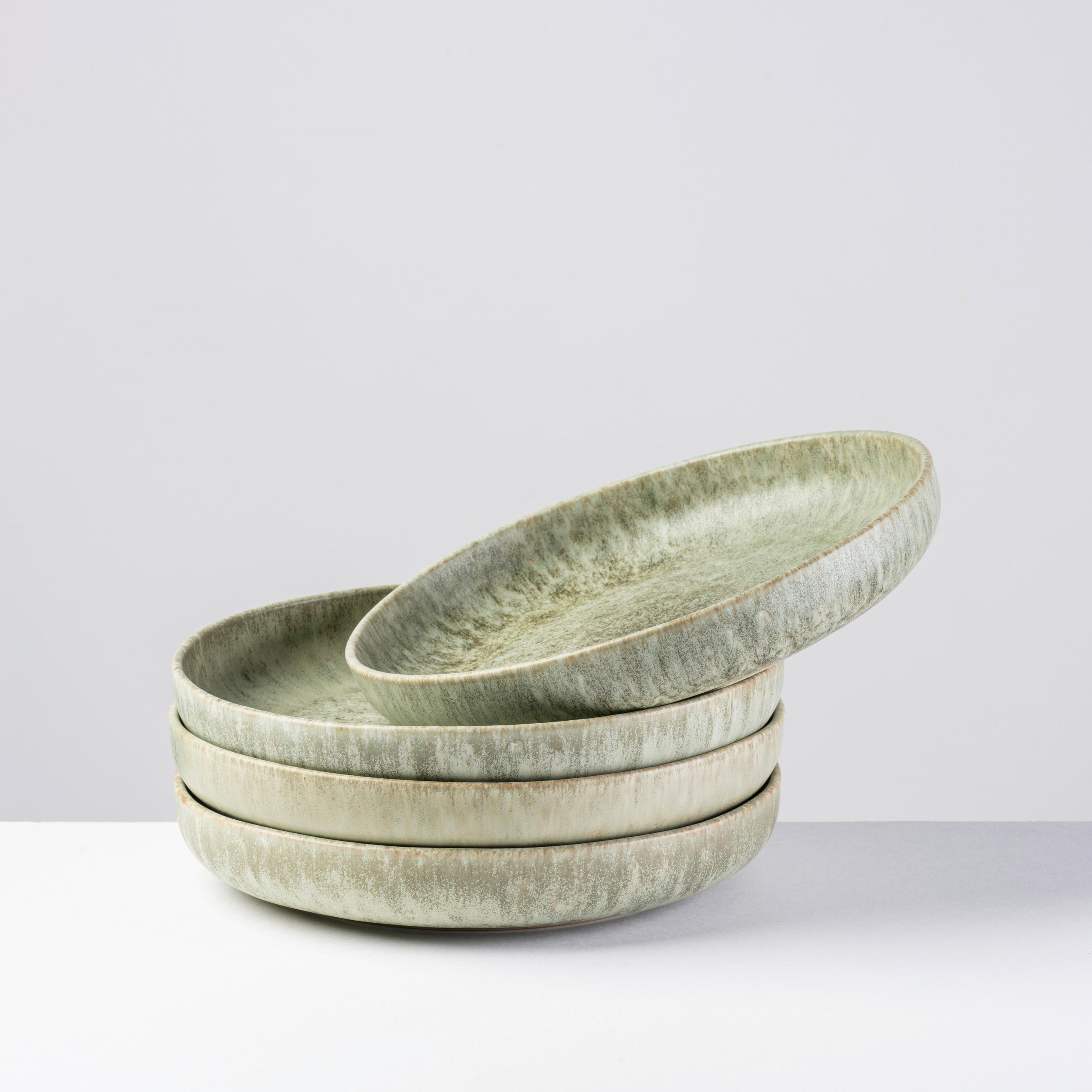 SUPPENTELLERSET Grün 4-teilig Steinzeug MOOS´N´STEIN  - Grün, Basics, Keramik (21,8/4cm) - Gipfelstück