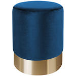 HOCKER in Metall, Textil Blau, Goldfarben  - Blau/Goldfarben, Trend, Textil/Metall (35/42/35cm) - Xora