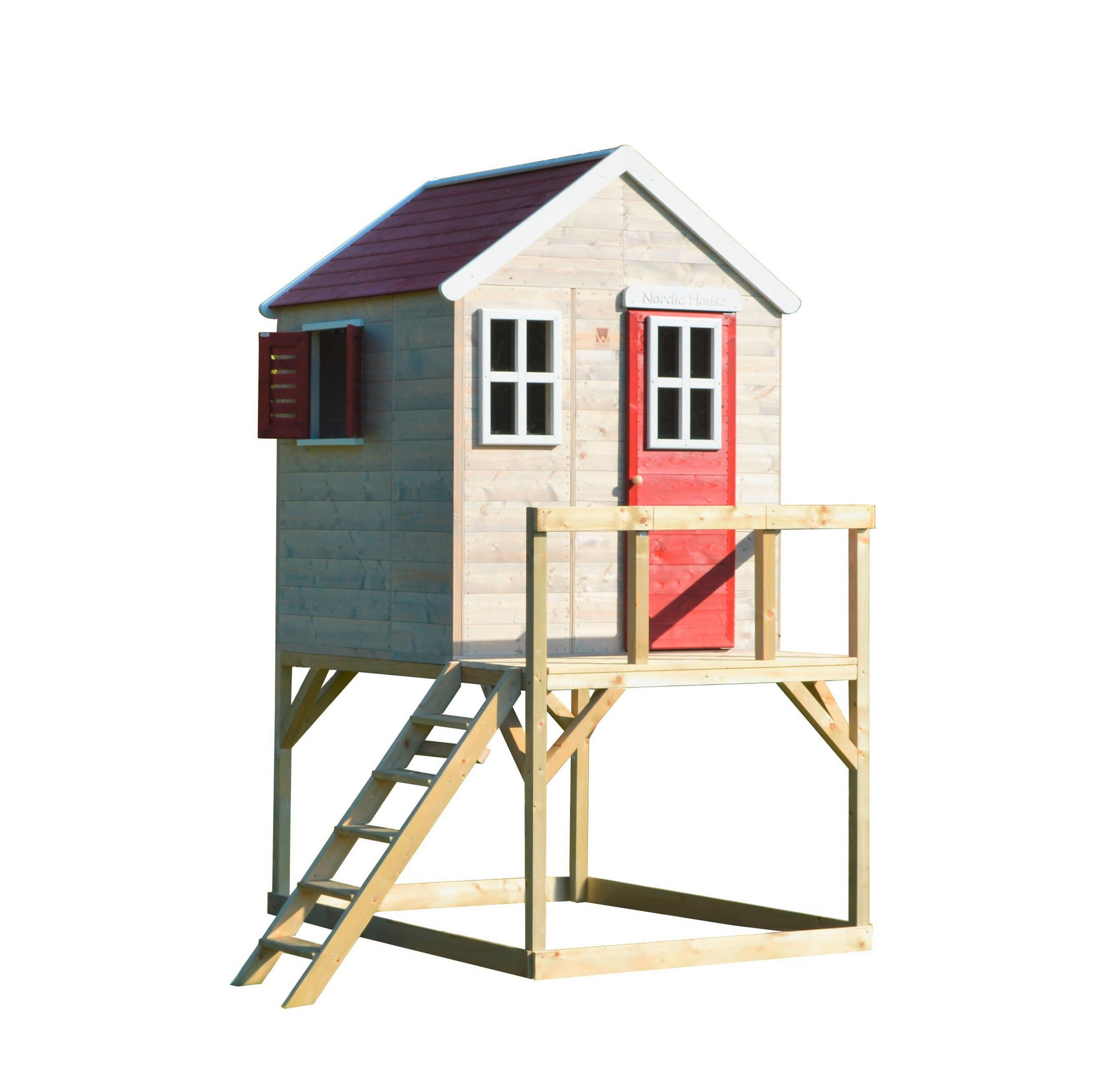 SPIELHAUS 197/242/290 cm  - Rot/Naturfarben, KONVENTIONELL, Holz (197/242/290cm)
