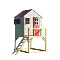 SPIELHAUS 197/242/290 cm  - Rot/Naturfarben, KONVENTIONELL, Holz (197/242/290cm) - Ambia Garden