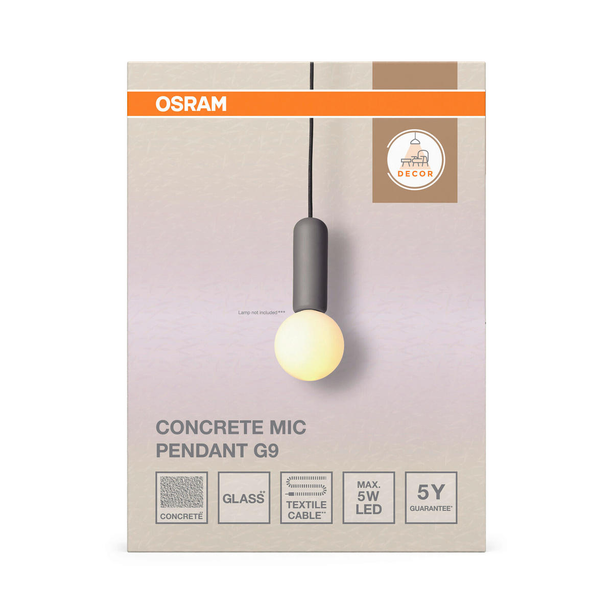 HÄNGELEUCHTE 10/120 cm  - Dunkelgrau, Basics, Stein (10/120cm) - Osram