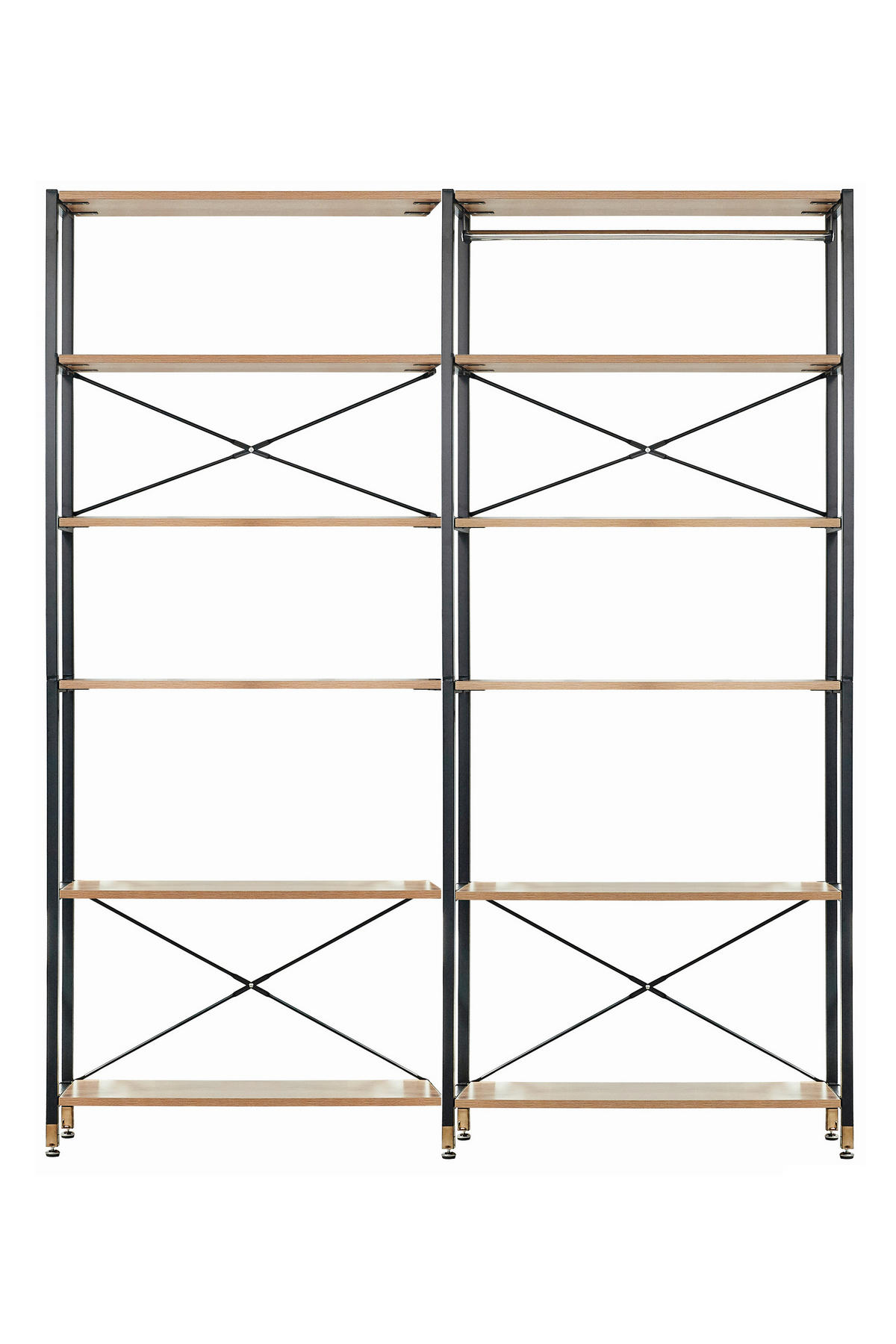 REGAL  167,5/210/30 cm Naturfarben, Schwarz  - Schwarz/Naturfarben, Design, Holzwerkstoff/Metall (167,5/210/30cm) - Livetastic