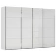 SCHWEBETÜRENSCHRANK 316/235/68 cm 4-türig Weiß, Hellgrau  - Chromfarben/Hellgrau, Design, Glas/Holzwerkstoff (316/235/68cm) - Novel