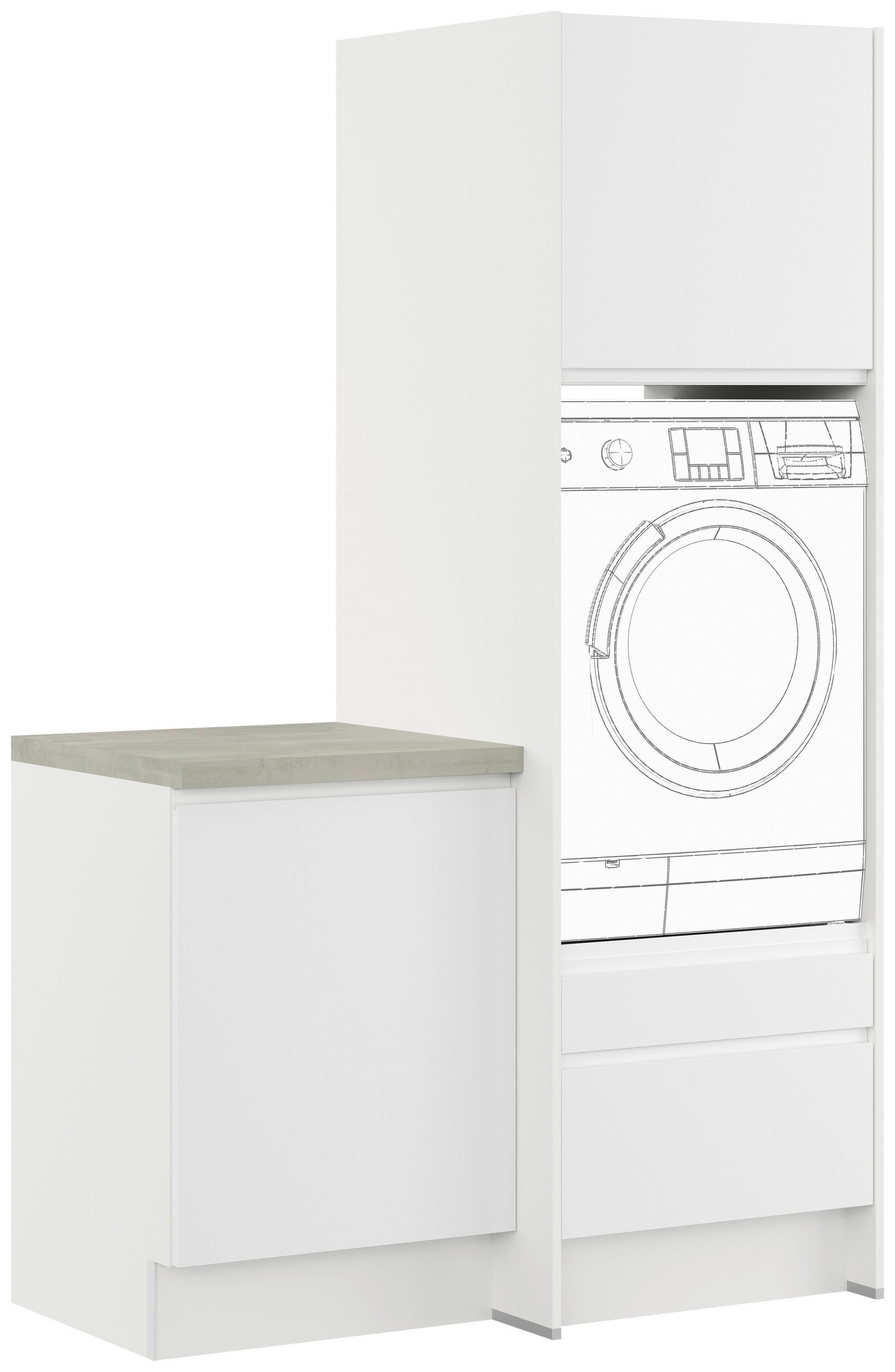 WASCHMASCHINENSCHRANK 123/206,2/58 cm Weiss  - Weiss, Basics, Holzwerkstoff (123/206,2/58cm) - Impuls