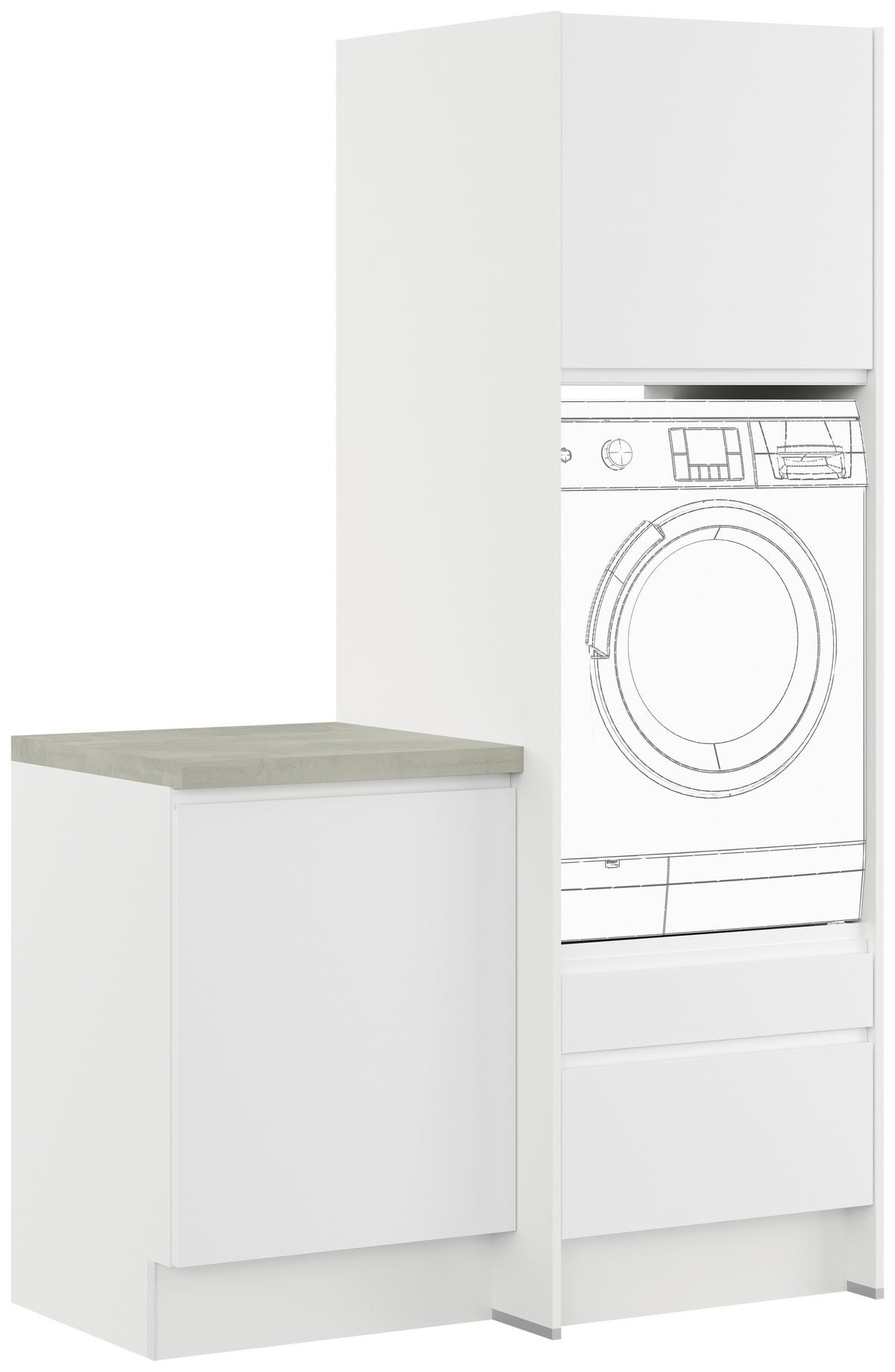 WASCHMASCHINENSCHRANK 123/206,2/58 cm Weiss  - Weiss, Basics, Holzwerkstoff (123/206,2/58cm) - Impuls