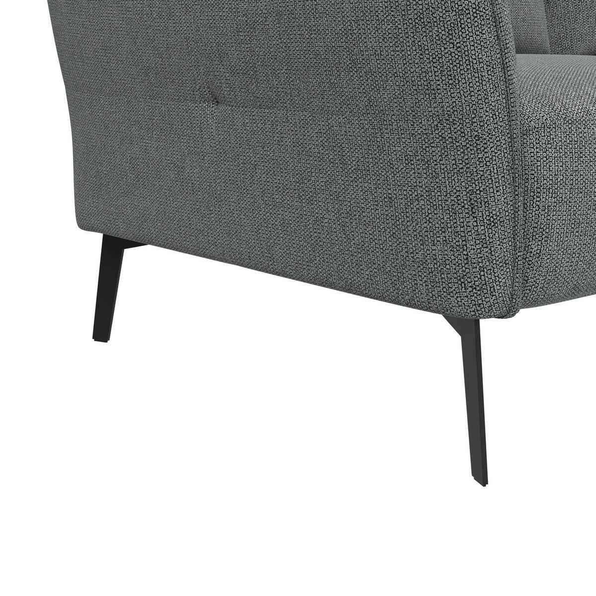 3-SITZER-SOFA Chenille Dunkelgrau  - Dunkelgrau/Schwarz, Konventionell, Textil/Metall (184/90/92cm) - Elegando
