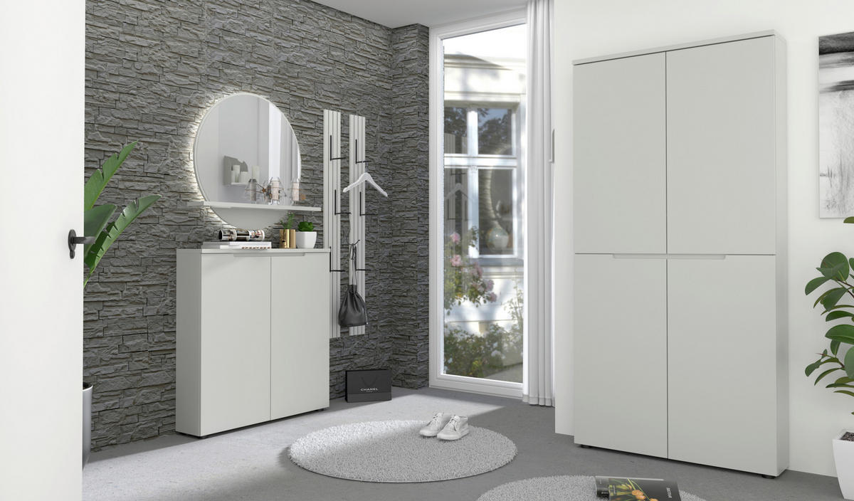 GARDEROBE 3-teilig  in 127/187/22 cm  - Grau, Design, Glas/Holzwerkstoff (127/187/22cm) - Xora