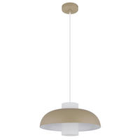 HÄNGELEUCHTE 38/120 cm    - Sandfarben/Weiss, Trend, Glas/Textil (38/120cm) - Globo