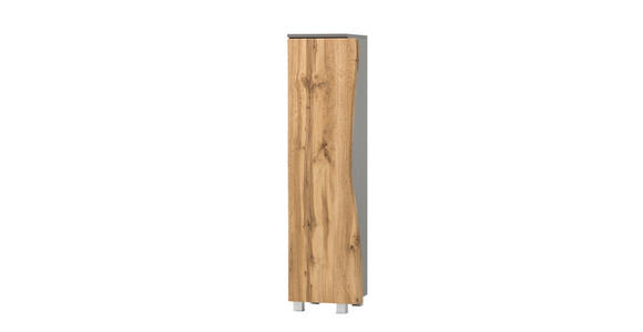 MIDISCHRANK 30/130/35 cm  - Eiche Wotan/Silberfarben, Natur, Holzwerkstoff/Kunststoff (30/130/35cm) - Xora