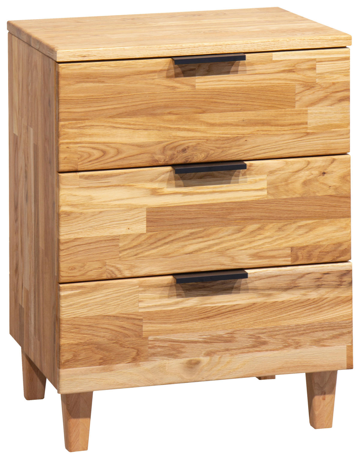 NACHTKÄSTCHEN in massiv Eiche Eichefarben  - Eichefarben/Schwarz, Natur, Holz/Metall (48/65/40cm) - Linea Natura