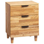 NACHTKÄSTCHEN in massiv Eiche Eichefarben  - Eichefarben/Schwarz, Natur, Holz/Metall (48/65/40cm) - Linea Natura